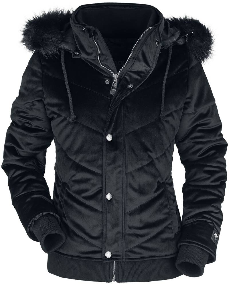 Black Premium by EMP Winterjacke - Samt Winterjacke mit Kunstfellkapuze - XS bis XXL - für Damen - Größe M - schwarz von Black Premium by EMP