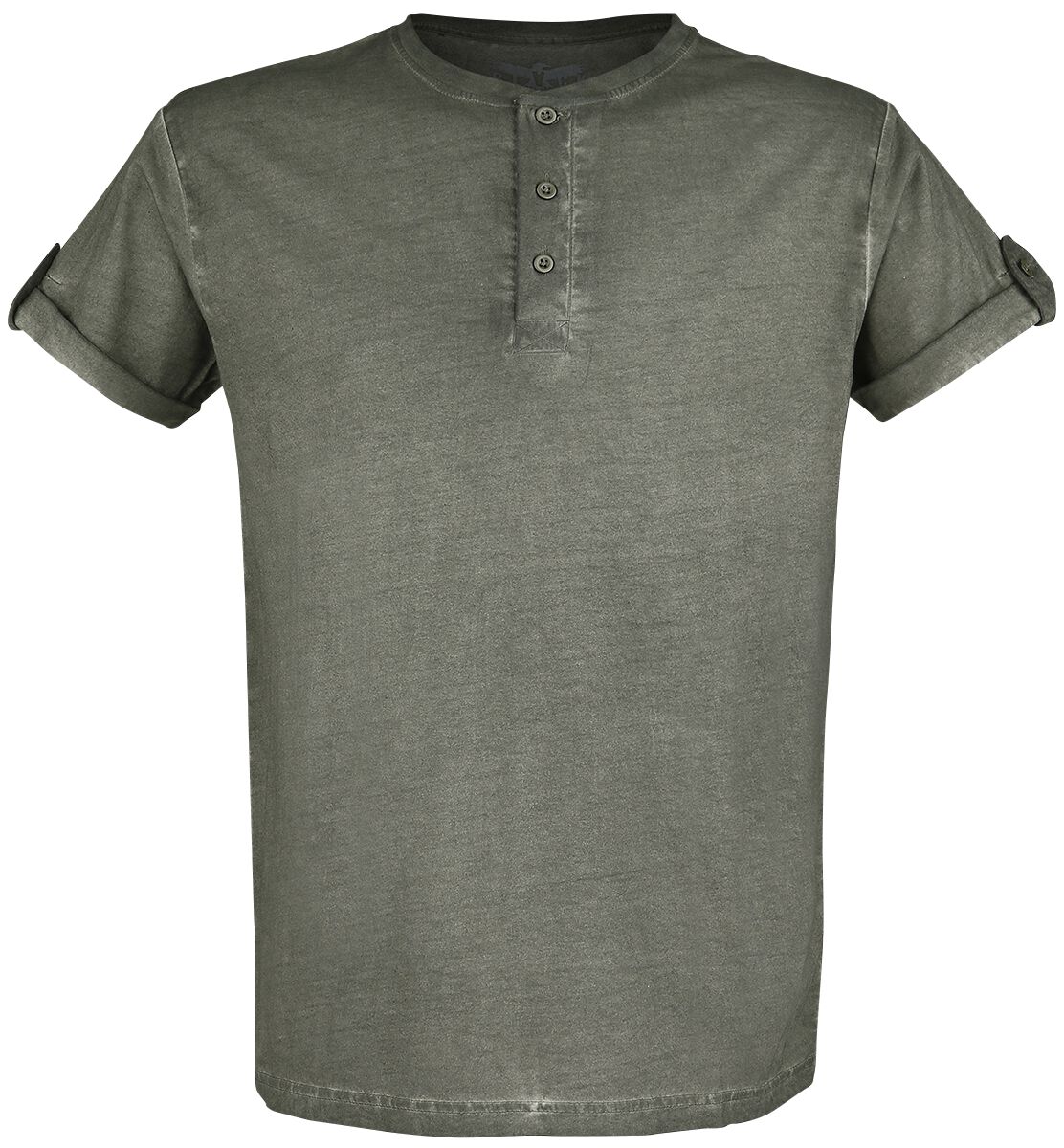 Black Premium by EMP grünes T-Shirt mit Knopfleiste und umgeschlagenen Ärmeln T-Shirt grün in 4XL von Black Premium by EMP