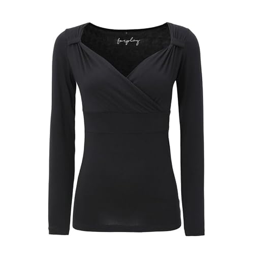 Forplay Fashion V-Top Long Frauen Langarmshirt schwarz L von Black Premium by EMP