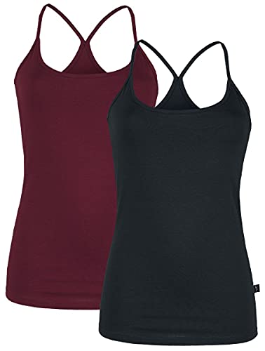 RED by EMP Damen schwarz-rote Tops im Doppelpack XL von Black Premium by EMP