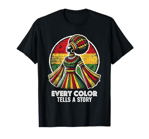 Jede Farbe erzählt eine Geschichte African Queen Afro Heritage Women T-Shirt Jede Farbe erzählt eine Geschichte African Queen Afro Heritage Women T-Shirt von Black Pride Melanin Apparel.USA
