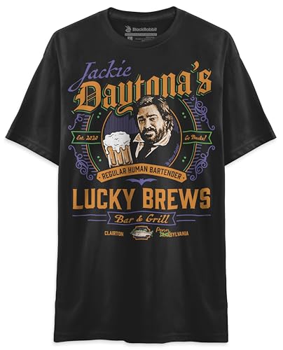 What We Do in The Shadows Jackie Daytona Regular Human Barkeeper Lucky Brews Bar Shirt Retro Vintage Unisex Classic T-Shirt, Weiches Premium-T-Shirt, Schwarz, L What We Do in The Shadows Jackie Daytona Regular Human Barkeeper Lucky Brews Bar Shirt Retro Vintage Unisex Classic T-Shirt, Weiches Premium-T-Shirt, Schwarz, L von Black Rabbit