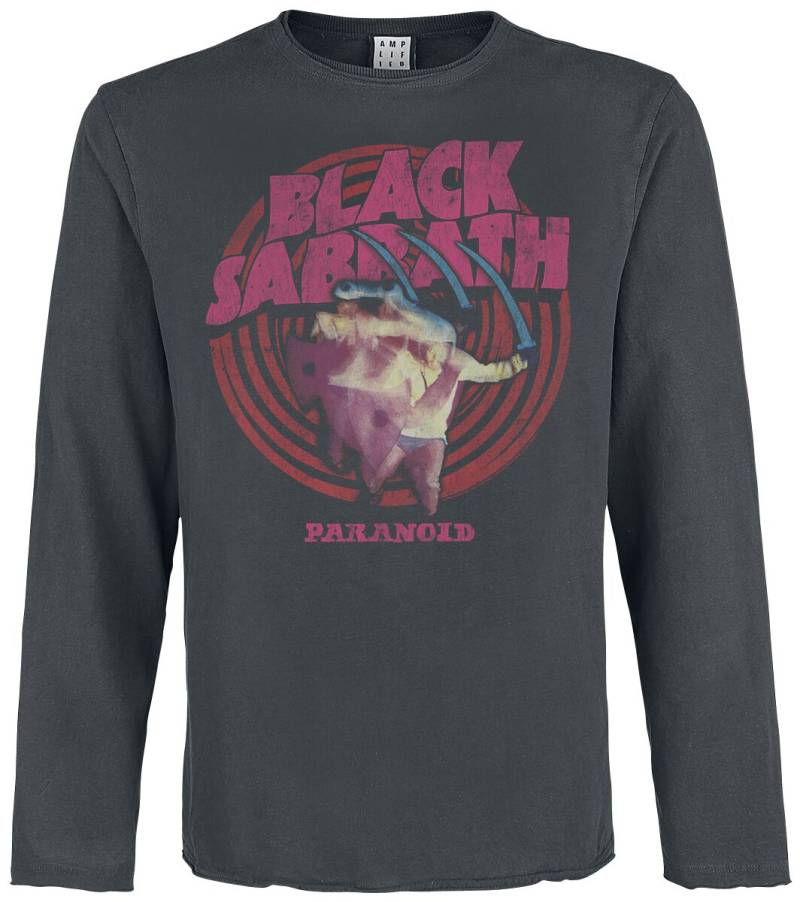 Black Sabbath Langarmshirt - Amplified Collection - Paranoid - S bis L - für Männer - Größe S - charcoal  - Lizenziertes Merchandise! von Black Sabbath