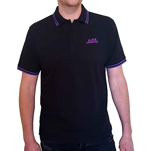 Black Sabbath Polo Shirt Wavy Logo Nue offiziell Herren Schwarz Unisex von Black Sabbath