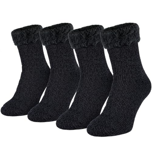 Black Snake® 2 Paar Herren 'fleecy' Kuschelsocken Thermo Flausch Strümpfe weiche Haussocken mit TOG Wert 2.3 - Anthrazit - OneSize von Black Snake
