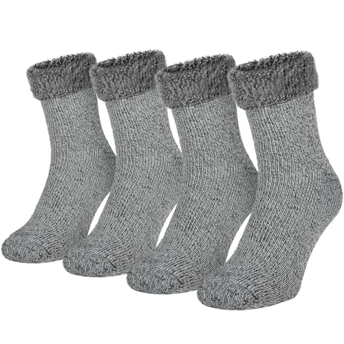Black Snake® 2 Paar Herren 'fleecy' Kuschelsocken Thermo Flausch Strümpfe weiche Haussocken mit TOG Wert 2.3 - Grau - OneSize von Black Snake