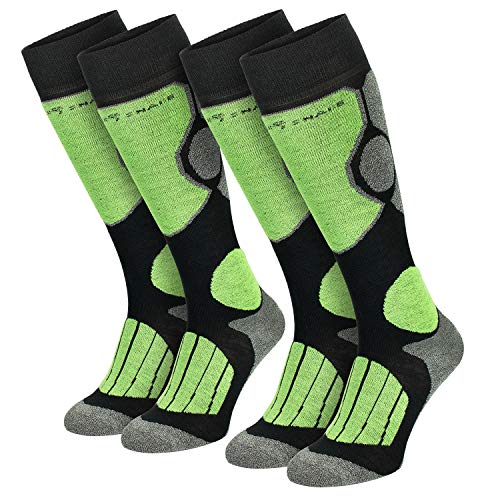 Black Snake® 2 Paar Skisocken für Damen und Herren Funktionssocken Sportsocken - Schwarz/Grau/Lime - 39/42 von Black Snake