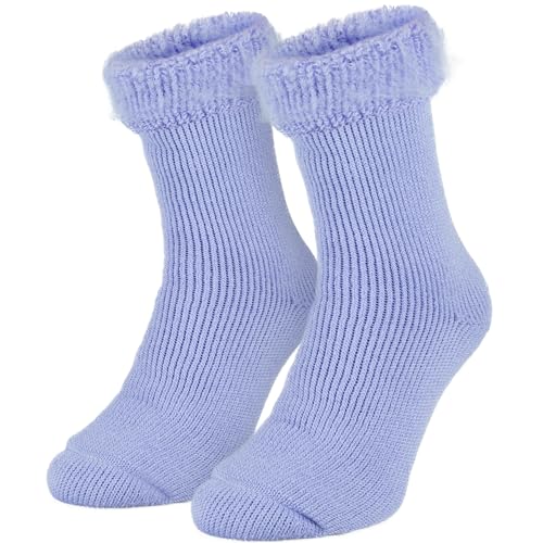 Black Snake® Damen 'fleecy' Kuschelsocken Thermo Flausch Strümpfe weiche Haussocken mit TOG Wert 2.3 - Light Purple - OneSize von Black Snake