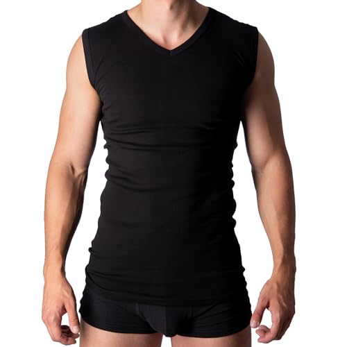 Black Snake® Herren 2er Set Business V-Neck Muskelshirt 'Classic' Feinripp Unterhemd Achselshirt - Schwarz - XL von Black Snake