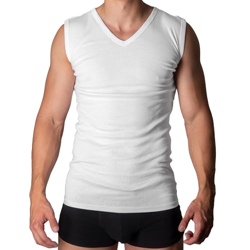 Black Snake® Herren 2er Set Business V-Neck Muskelshirt 'Classic' Feinripp Unterhemd Achselshirt - Weiß - XXL von Black Snake