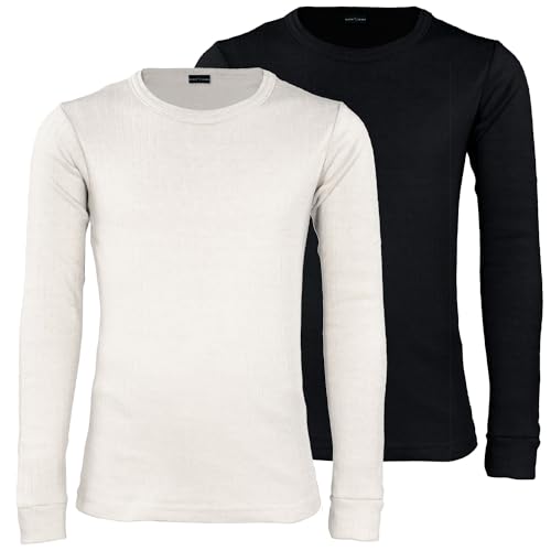 Black Snake® Kinder Thermounterhemd Sport Thermounterwäsche Langarm Unterhemd 2er Pack - Creme/Schwarz - 158-164 von Black Snake