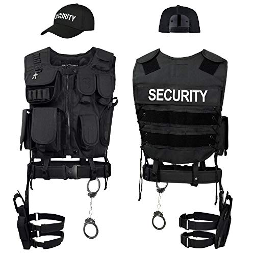 Black Snake® SWAT FBI Police Security Kostüm inkl. Einsatzweste, Pistolenholster, Gürtel, Handschellen und Baseball Cap - XS/S - SECURITY von Black Snake