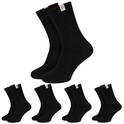 Black Snake 4 Paar Damen und Herren Wollsocken mit Merinowolle – Weiche glattgestrickte Merino Socken mit Viskose – Bequeme Strümpfe mit druckfreier handgekettelter Zehennaht - Schwarz - 43/46 von Black Snake