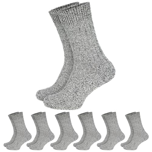 Black Snake 6 Paar Norweger Socken für Damen & Herren - Winter-Socken mit Frottee Innensohle - warme Wollsocken mit weichem Bündchen im Set - Anthrazit - 39/42 von Black Snake