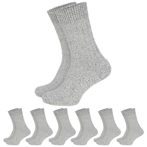 Black Snake 6 Paar Norweger Socken für Damen & Herren - Winter-Socken mit Frottee Innensohle - warme Wollsocken mit weichem Bündchen im Set - Grau - 39/42 von Black Snake