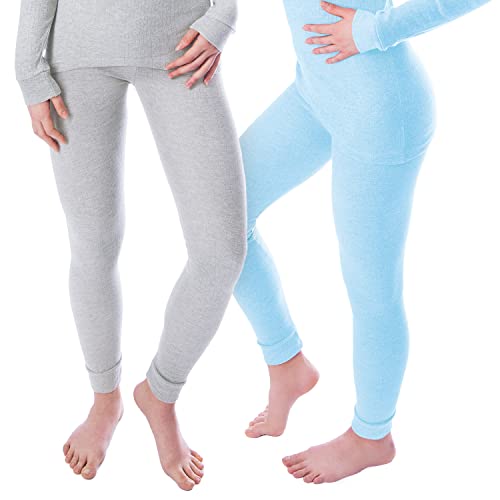 Black Snake Damen Thermo Unterhosen Set | 2 Lange Unterhosen | Funktionsunterhosen | Thermounterhosen 2er Pack - Grau/Hellblau - XL von Black Snake