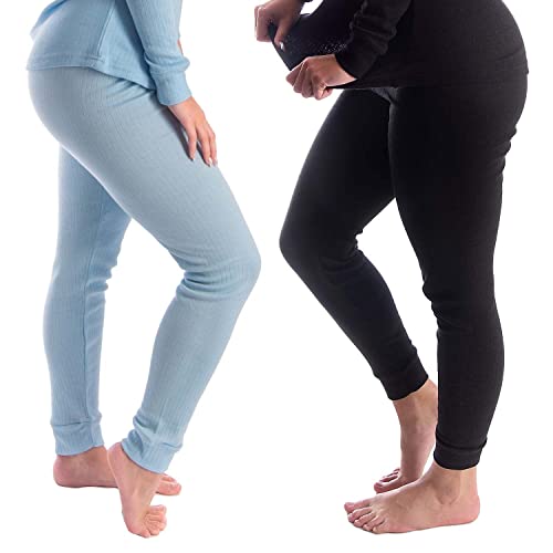 Black Snake Damen Thermo Unterhosen Set | 2 Lange Unterhosen | Funktionsunterhosen | Thermounterhosen 2er Pack - Hellblau/Schwarz - L von Black Snake