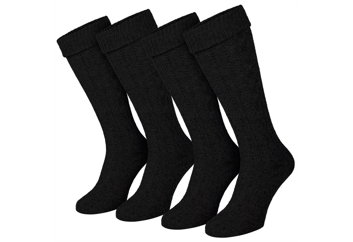 Black Snake Socken 2 Paar Trachten Kniestrümpfe Kniebundsocken Damen Herren Komfort Weicher Umschlagbund hautfreundlich formstabil angenehm tragbar von Black Snake