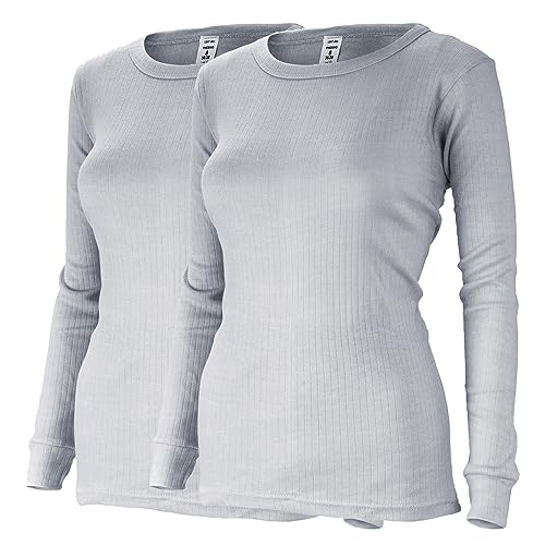 Damen Thermo Unterhemden Set | 2 Langarm Unterhemden | Funktionsunterhemden | Thermounterhemden 2er Pack - Grau - M von Black Snake