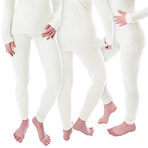 Damen Thermo Unterhosen Set | 3 lange Unterhosen | Funktionsunterhosen | Thermounterhosen 3er Pack - Creme - XL von Black Snake