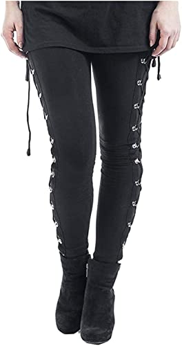 Black Sugar Frauen Gothic Seite Schnürsenkel Leggings Skinny Schwarz Hose Goth Band Punk, Nor, S Black Sugar Frauen Gothic Seite Schnürsenkel Leggings Skinny Schwarz Hose Goth Band Punk, Nor, S von Black Sugar