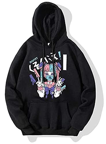 Black Sugar Kapuzen-Sweatshirt für Damen, schwarz, Kawaii, Emo Punk Gothic, Rock Hip Hop, japanisches Modell, großer Pullover, Oberteil, Kette, Handschellen, Pistole, Kawaii, Schwarz A, 3XL Petite Black Sugar Kapuzen-Sweatshirt für Damen, schwarz, Kawaii, Emo Punk Gothic, Rock Hip Hop, japanisches Modell, großer Pullover, Oberteil, Kette, Handschellen, Pistole, Kawaii, Schwarz A, 3XL Petite von Black Sugar