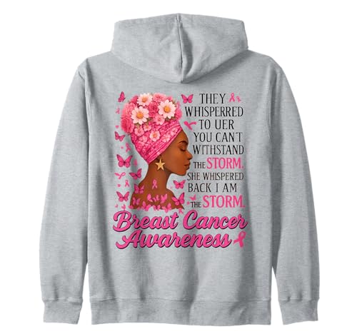 I'm The Storm Boxing Warrior Afro-Frauen Brustkrebs Kapuzenjacke von Black Women Breast Cancer Survivor Pink Ribbon