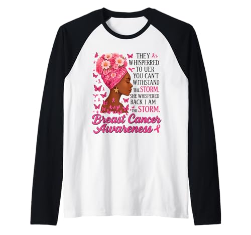 I'm The Storm Boxing Warrior Afro-Frauen Brustkrebs Raglan von Black Women Breast Cancer Survivor Pink Ribbon
