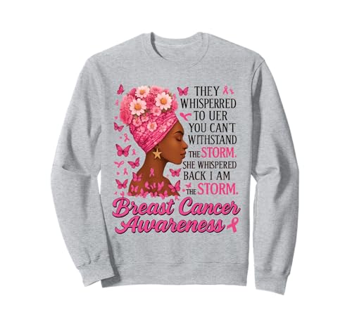 I'm The Storm Boxing Warrior Afro-Frauen Brustkrebs Sweatshirt von Black Women Breast Cancer Survivor Pink Ribbon