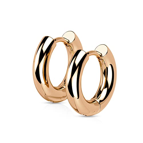 BlackAmazement 2er Set 316L Edelstahl Creolen Hoop Huggie 3mm Breite Ohrring Piercing schwarz silber rose gold mehrfarbig Herren Damen (Farbe Rosegold - Innedurchmesser 10mm) von BlackAmazement