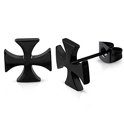 BlackAmazement 2er Set 316L Edelstahl Ohrstecker Eisernes Kreuz Celtic Iron Cross schwarz Biker Gothic Damen Herren von BlackAmazement