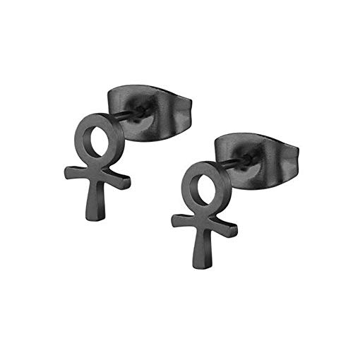 BlackAmazement 2er Set 316L Edelstahl Ohrstecker Gender Symbol Männlich Weiblich Venus Mars Silber Schwarz Rose Gold Damen Herren (Symbol Weiblich- Farbe Schwarz) von BlackAmazement