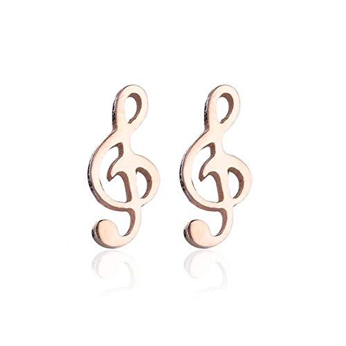 BlackAmazement 2er Set 316L Edelstahl Ohrstecker Notenschlüssel Musik Rose Gold schwarz Silber Damen (Rosegold) von BlackAmazement