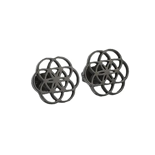 BlackAmazement 2er Set 316L Edelstahl Ohrstecker Ohrringe Blume des Lebens Lebensblume Ornament Schwarz Silber Rose Gold Damen (Schwarz) von BlackAmazement