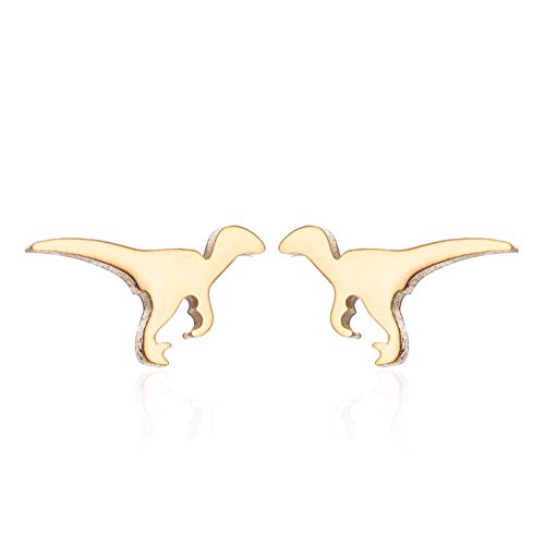 BlackAmazement 2er Set 316L Edelstahl Ohrstecker Ohrringe Dino Dinosaurier rose gold silber schwarz Damen (Gold) von BlackAmazement