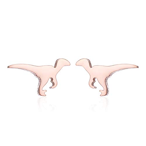 BlackAmazement 2er Set 316L Edelstahl Ohrstecker Ohrringe Dino Dinosaurier rose gold silber schwarz Damen (Rosegold) von BlackAmazement