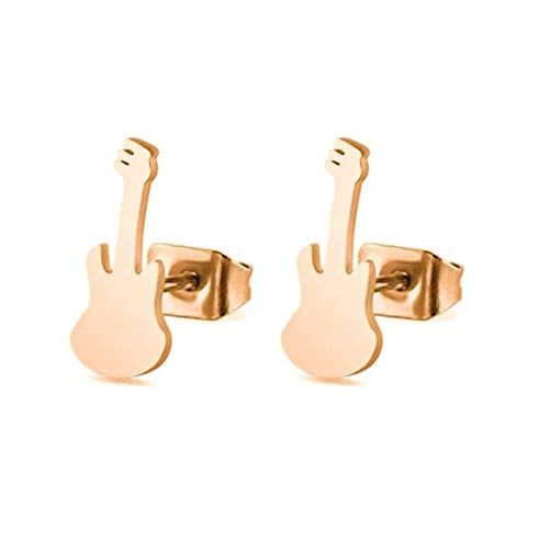 BlackAmazement 2er Set 316L Edelstahl Ohrstecker Ohrringe E-Gitarre elektrische Gitarre Silber Gold Schwarz Damen Herren (Rosegold) von BlackAmazement