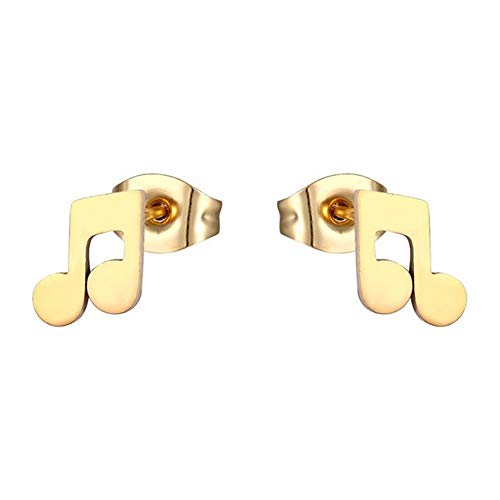 BlackAmazement 2er Set 316L Edelstahl Ohrstecker Ohrringe Musik Note Ton gold Damen (Modell 2) von BlackAmazement