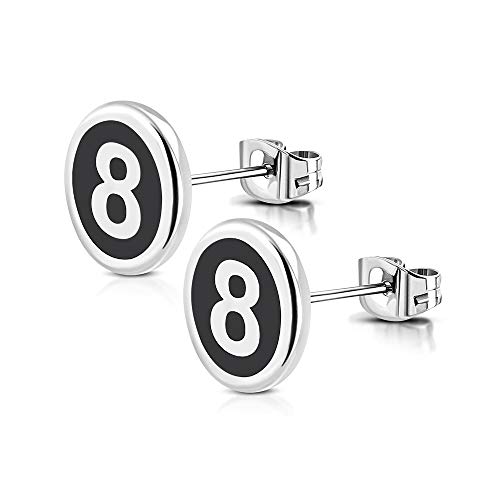 BlackAmazement 2er Set 316L Edelstahl Ohrstecker Ohrringe Poolbillard Billard Nummer 8 Eightball schwarze Billard Kugel schwarz silber Damen Herren BlackAmazement 2er Set 316L Edelstahl Ohrstecker Ohrringe Poolbillard Billard Nummer 8 Eightball schwarze Billard Kugel schwarz silber Damen Herren von BlackAmazement