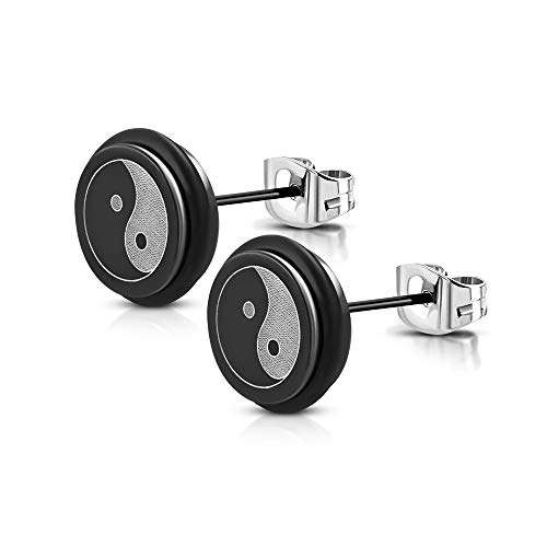 BlackAmazement 2er Set 316L Edelstahl Ohrstecker Ohrringe Yin Yang Taijitu Symbol Zeichen schwarz weiß Damen Herren BlackAmazement 2er Set 316L Edelstahl Ohrstecker Ohrringe Yin Yang Taijitu Symbol Zeichen schwarz weiß Damen Herren von BlackAmazement