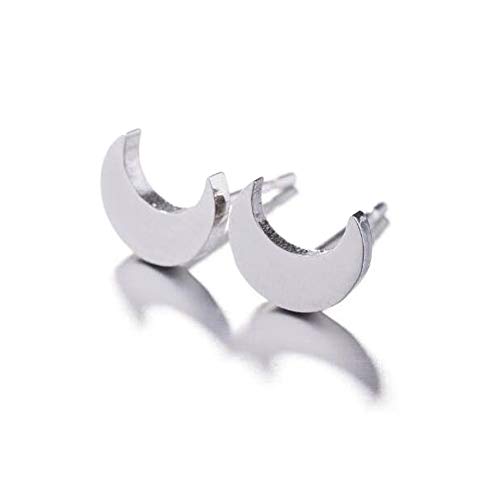 BlackAmazement 2er Set 316L Edelstahl Ohrstecker Sichel Mond Halbmong Crescent Moon Silber Schwarz Rose Gold Damen Herren (Silber) von BlackAmazement