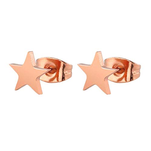 BlackAmazement 2er Set 316L Edelstahl Ohrstecker Stern Star Silber Schwarz Rose Gold Damen Herren (Rsoegold) von BlackAmazement