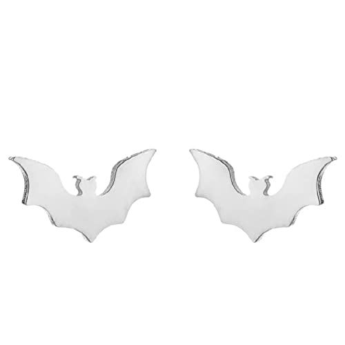 BlackAmazement 2er Set Ohrstecker Piercing 316L Edelstahl Fledermaus Bat Silber Rose Gold Schwarz Gothic Damen Herren (Silber) von BlackAmazement