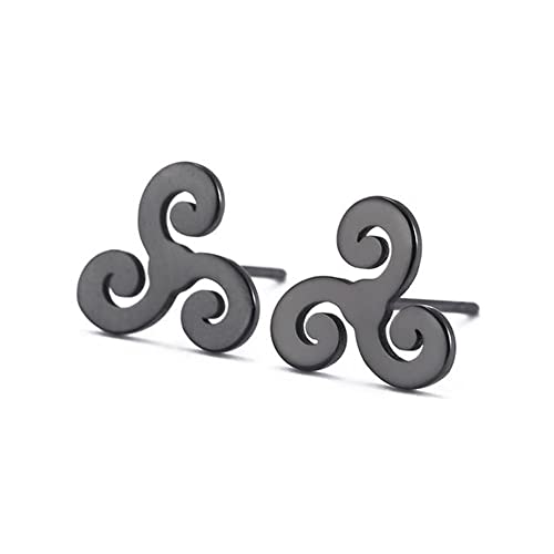 BlackAmazement 2er Set Ohrstecker Piercing 316L Edelstahl Triskele Triskel Kelten Runen Symbol silber gold schwarz Damen Herren (Schwarz) von BlackAmazement