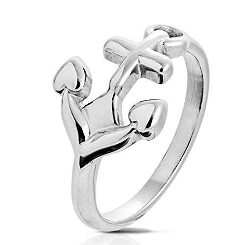 BlackAmazement 316 Edelstahl Ring Anker Anchor Seefahrer Silber Herren (55 (17.5)) von BlackAmazement