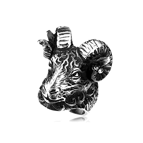 BlackAmazement 316 Edelstahl Ring Widder Tierkreiszeichen Sternzeichen Herren (55 (17,5)) von BlackAmazement