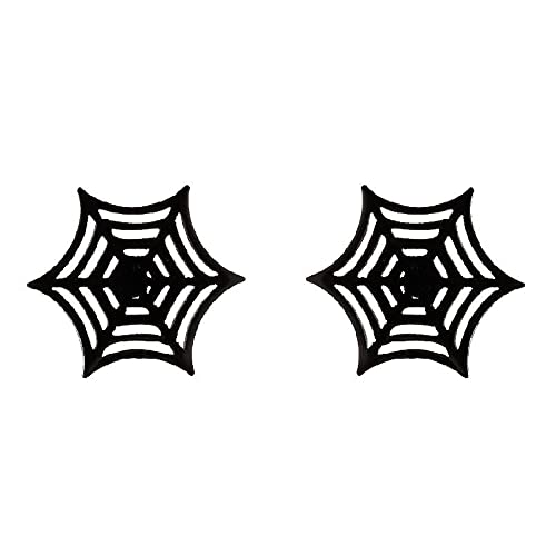 BlackAmazement 316L Edelstahl 2er Set Ohrstecker Piercing Spinnennetz silber rose gold schwarz Damen (Schwarz) von BlackAmazement