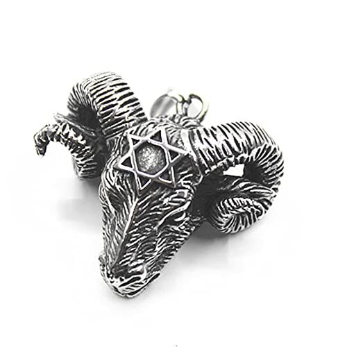 BlackAmazement 316L Edelstahl Anhänger Halskette Kette Widder Hexagramm Sechsstern silber Biker Herren (Anhänger ohne Kette) von BlackAmazement