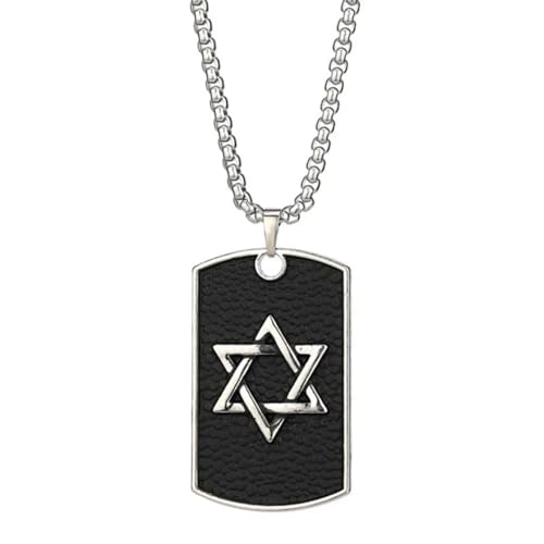 BlackAmazement 316L Edelstahl Anhänger Kette Halskette Davidstern Star of David Hexagramm silber schwarz Damen Herren von BlackAmazement