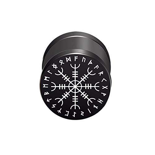BlackAmazement 316L Edelstahl Fake Plug Ohrstecker Aegishjalmur Aegishjalmr Wikinger Symbol Helm der Ehrfurcht Schreckenshelm 10mm schwarz Herren Damen von BlackAmazement